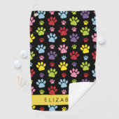 Kleurrijke poten, Paw Pattern, Dog Paws, Jouw naam Golfhanddoek (Insitu)
