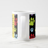 Kleurrijke poten, Paw Pattern, Dog Paws, Jouw naam Grote Koffiekop (Achterkant)