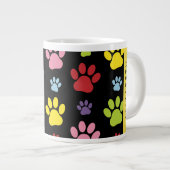 Kleurrijke poten, Paw Pattern, Dog Paws, Jouw naam Grote Koffiekop (Voorkant rechts)