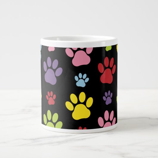 Kleurrijke poten, Paw Pattern, Dog Paws, Jouw naam Grote Koffiekop (Voorkant)