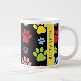Kleurrijke poten, Paw Pattern, Dog Paws, Jouw naam Grote Koffiekop