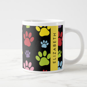 Kleurrijke poten, Paw Pattern, Dog Paws, Jouw naam Grote Koffiekop