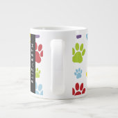 Kleurrijke poten, Paw Pattern, Dog Paws, Jouw naam Grote Koffiekop (Achterkant)