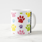 Kleurrijke poten, Paw Pattern, Dog Paws, Jouw naam Grote Koffiekop (Voorkant rechts)