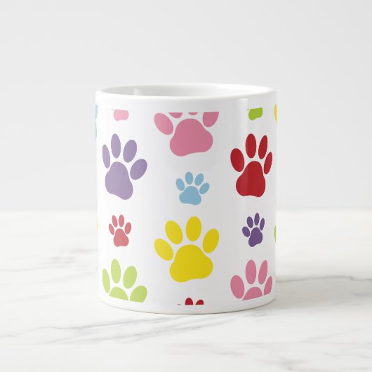 Kleurrijke poten, Paw Pattern, Dog Paws, Jouw naam Grote Koffiekop (Voorkant)