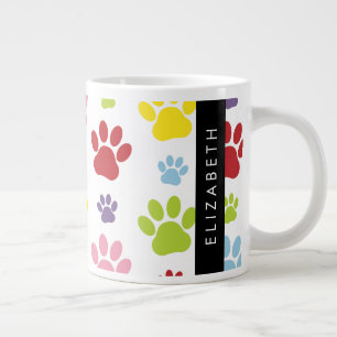 Kleurrijke poten, Paw Pattern, Dog Paws, Jouw naam Grote Koffiekop
