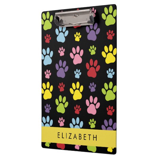 Kleurrijke poten, Paw Pattern, Dog Paws, Jouw naam Klembord (Links)