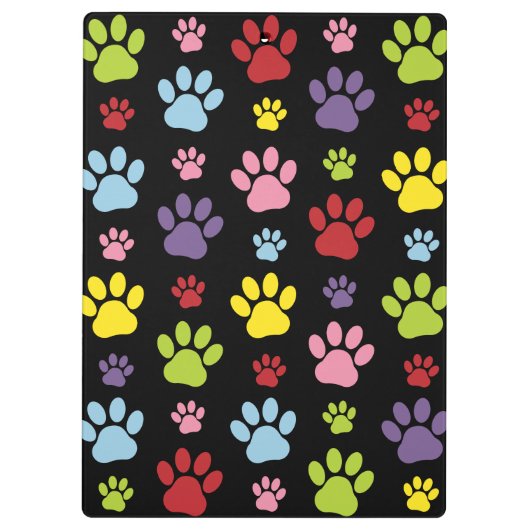 Kleurrijke poten, Paw Pattern, Dog Paws, Jouw naam Klembord (Achterkant)