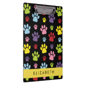 Kleurrijke poten, Paw Pattern, Dog Paws, Jouw naam Klembord (Rechts)