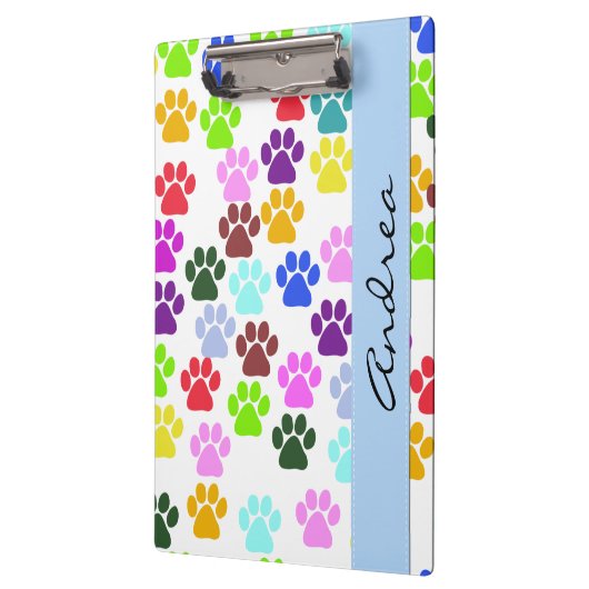 Kleurrijke poten, Paw Pattern, Dog Paws, Jouw naam Klembord (Links)