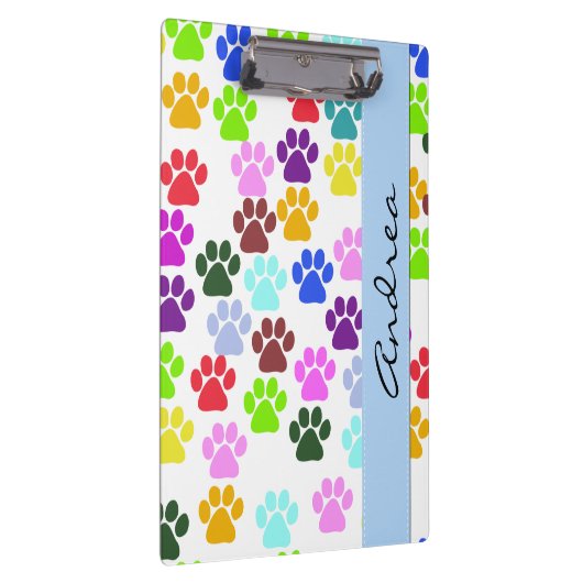 Kleurrijke poten, Paw Pattern, Dog Paws, Jouw naam Klembord (Rechts)