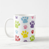 Kleurrijke poten, Paw Pattern, Dog Paws, Jouw naam Koffiemok (Links)