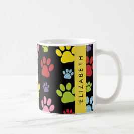 Kleurrijke poten, Paw Pattern, Dog Paws, Jouw naam Koffiemok
