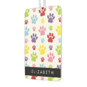 Kleurrijke poten, Paw Pattern, Dog Paws, Jouw naam Luchtverfrisser (Links)