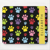 Kleurrijke poten, Paw Pattern, Dog Paws, Jouw naam Muismat (Voorkant)