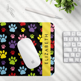 Kleurrijke poten, Paw Pattern, Dog Paws, Jouw naam Muismat