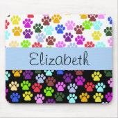 Kleurrijke poten, Paw Pattern, Dog Paws, Jouw naam Muismat (Voorkant)