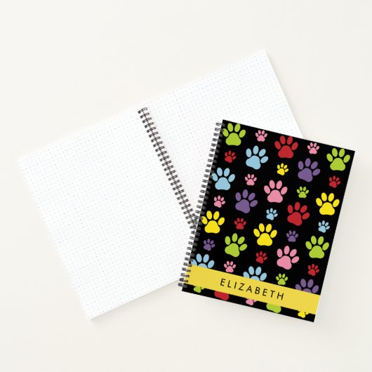 Kleurrijke poten, Paw Pattern, Dog Paws, Jouw naam Notitieboek (Binnen)