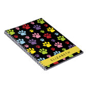 Kleurrijke poten, Paw Pattern, Dog Paws, Jouw naam Notitieboek (Rechterzijde)