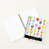 Kleurrijke poten, Paw Pattern, Dog Paws, Jouw naam Notitieboek (Binnen)