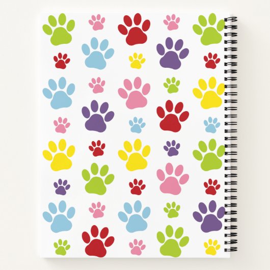 Kleurrijke poten, Paw Pattern, Dog Paws, Jouw naam Notitieboek (Achterkant)