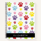 Kleurrijke poten, Paw Pattern, Dog Paws, Jouw naam Notitieboek (Voorkant)
