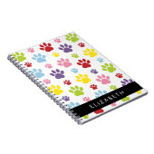 Kleurrijke poten, Paw Pattern, Dog Paws, Jouw naam Notitieboek (Rechterzijde)
