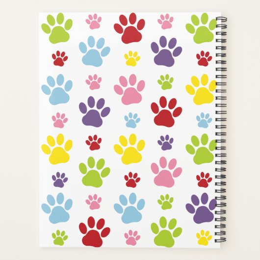 Kleurrijke poten, Paw Pattern, Dog Paws, Jouw naam Planner (Achterkant)