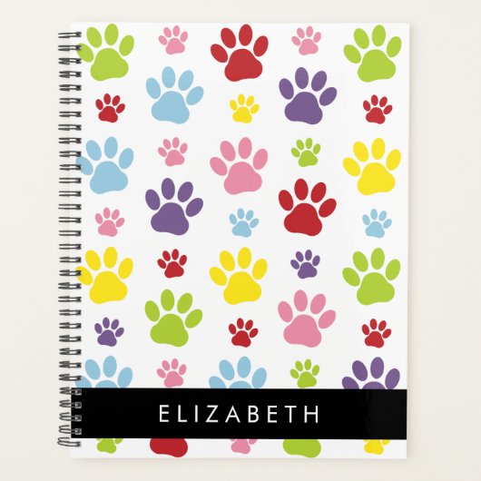 Kleurrijke poten, Paw Pattern, Dog Paws, Jouw naam Planner (Voorkant)