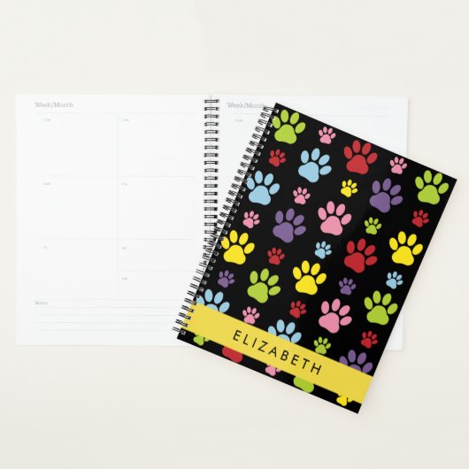 Kleurrijke poten, Paw Pattern, Dog Paws, Jouw naam Planner (Display)