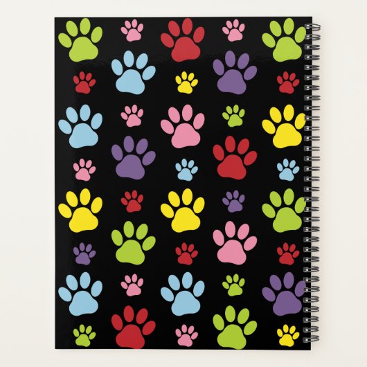 Kleurrijke poten, Paw Pattern, Dog Paws, Jouw naam Planner (Achterkant)