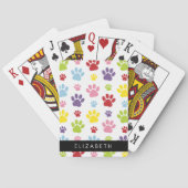 Kleurrijke poten, Paw Pattern, Dog Paws, Jouw naam Pokerkaarten (Achterkant)