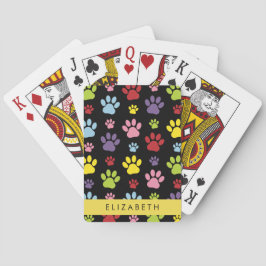 Kleurrijke poten, Paw Pattern, Dog Paws, Jouw naam Pokerkaarten