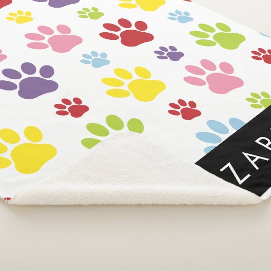 Kleurrijke poten, Paw Pattern, Dog Paws, Jouw naam Sherpa Deken (3/4)
