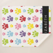 Kleurrijke poten, Paw Pattern, Dog Paws, Jouw naam Sherpa Deken (Voorkant (horizontaal))