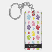 Kleurrijke poten, Paw Pattern, Dog Paws, Jouw naam Sleutelhanger (Voorkant Links)