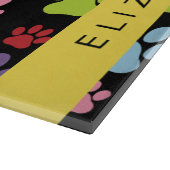 Kleurrijke poten, Paw Pattern, Dog Paws, Jouw naam Snijplank (Hoek)
