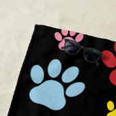 Kleurrijke poten, Paw Pattern, Dog Paws, Jouw naam Strandlaken (In situ)