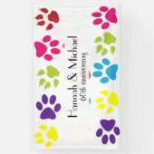 Kleurrijke poten, Paw Pattern, Dog Paws, Jubileum Spandoek (Verticaal)