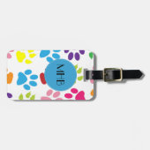 Kleurrijke poten, Paw Pattern, Dog Paws, Monogram Bagagelabel (Voorkant horizontaal)