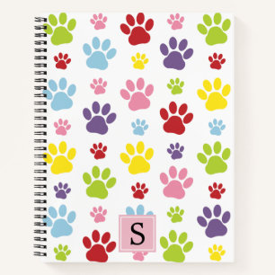 Kleurrijke poten, Paw Pattern, Dog Paws, Monogram Notitieboek