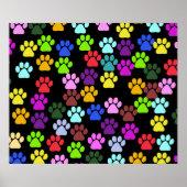 Kleurrijke poten, Paw Pattern, Dog Paws, Paw Print (Voorkant)