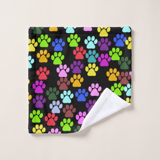 Kleurrijke poten, Paw Pattern, Dog Paws, Paw Print Bad Handdoek (Wasdoekje)
