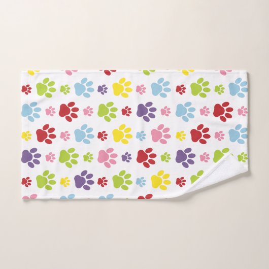 Kleurrijke poten, Paw Pattern, Dog Paws, Paw Print Bad Handdoek (Handdoek)