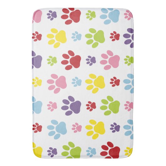 Kleurrijke poten, Paw Pattern, Dog Paws, Paw Print Badmat (Voorkant Verticaal)