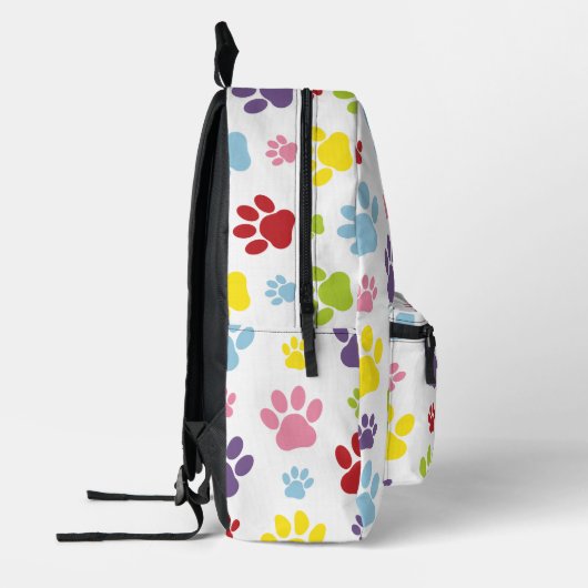 Kleurrijke poten, Paw Pattern, Dog Paws, Paw Print Bedrukte Rugzak (Links)