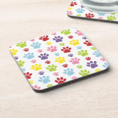 Kleurrijke poten, Paw Pattern, Dog Paws, Paw Print Bier Onderzetter (Linkerzijde)
