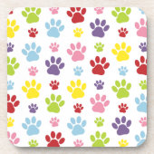 Kleurrijke poten, Paw Pattern, Dog Paws, Paw Print Bier Onderzetter (Voorkant)