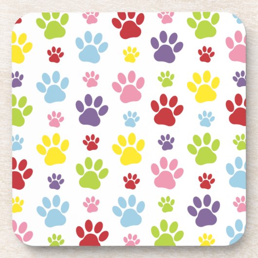 Kleurrijke poten, Paw Pattern, Dog Paws, Paw Print Bier Onderzetter (Voorkant)