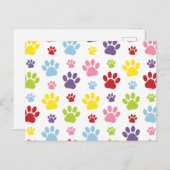 Kleurrijke poten, Paw Pattern, Dog Paws, Paw Print Briefkaart (Voorkant / Achterkant)